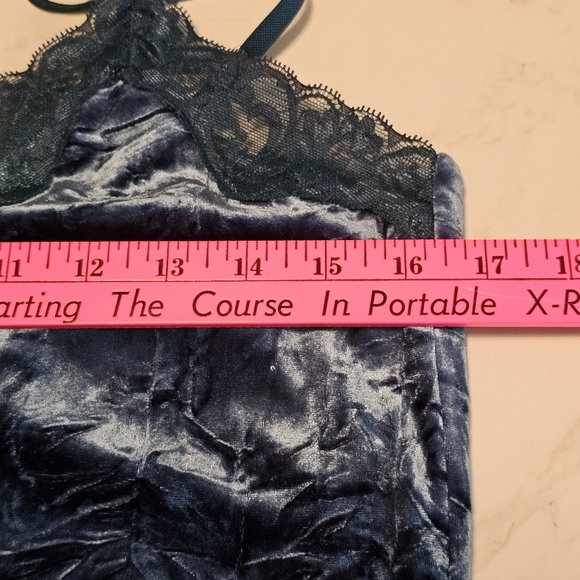 INC International Concepts Teal Velour Lace Cami Tank Top Size L - Picture 7 of 11